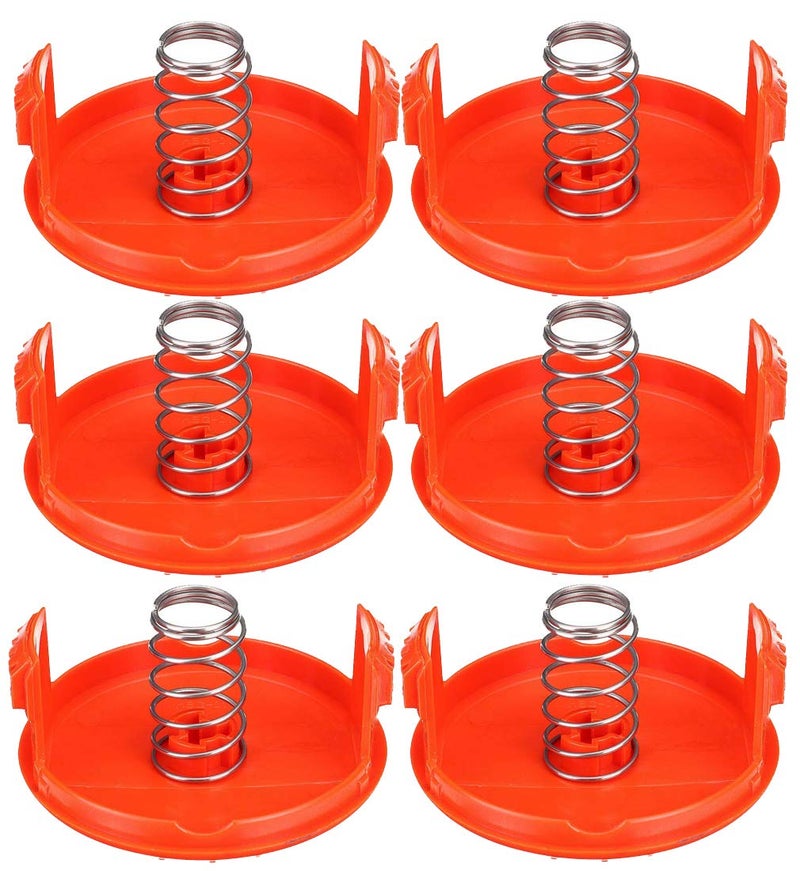 BOOTOP PIN Trimmer Replacement Spool Cap - Replace RC-100-P, RC100P, 385022-03 - Compatible with Black and Decker - Weed Eater Cover - Weed Wacker Caps - Grass Trimmer Parts (6 Cap, 6 Spring) by BOOTOP - Image 1
